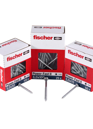 Fischer Power-Fast II FPF II tornillos para aglomerado 5,0x35 mm 500 piezas (670371) cabeza avellanada con rosca parcial Torx, galvanizado, pasivado azul