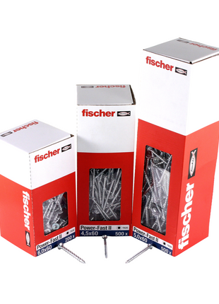 Fischer Power-Fast II FPF II tornillos para aglomerado 5,0x45 mm 200 piezas (670374) cabeza avellanada con rosca parcial Torx, galvanizado, pasivado azul