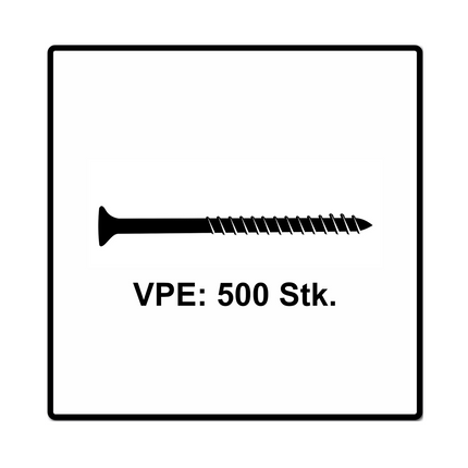 Fischer Power-Fast II FPF II tornillos para aglomerado 5,0x50 mm 500 piezas (670377) cabeza avellanada con rosca parcial Torx, galvanizado, pasivado azul