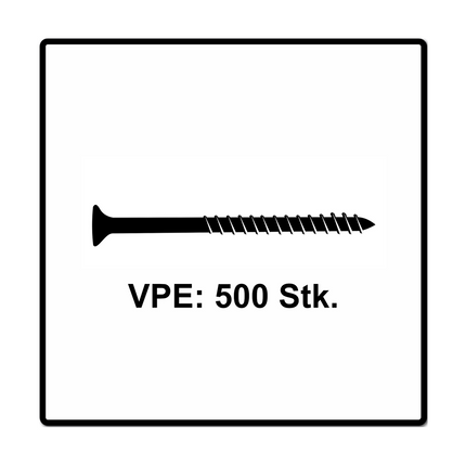 Fischer Power-Fast II FPF II tornillos para aglomerado 5,0x60 mm 500 piezas (670379) cabeza avellanada con rosca parcial Torx, galvanizado, pasivado azul
