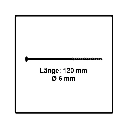 Fischer Power-Fast II FPF II Spanplattenschraube 6,0x120 mm 100 Stück ( 670460 ) Senkkopf mit Torx Teilgewinde galvanisch verzinkt, blau passiviert