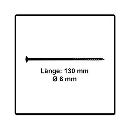 Fischer Power-Fast II FPF II Spanplattenschraube 6,0x130 mm 100 Stück ( 670461 ) Senkkopf mit Torx Teilgewinde galvanisch verzinkt, blau passiviert
