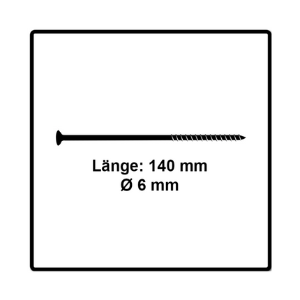 Fischer Power-Fast II FPF II Chipboard screws 6,0x150mm, Countersunk head, Inner Star Torx, Partial Thread, Zinc plated, Blue passivated - 50pcs. (670463)