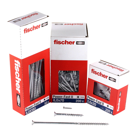 Fischer Power-Fast II FPF II tornillos para aglomerado 6,0x150 mm 100 piezas (670463) cabeza avellanada con rosca parcial Torx, galvanizado, pasivado azul