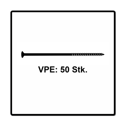 Fischer Power-Fast II FPF II Chipboard screw 6,0x160mm, Countersunk head, Inner Star Torx, Partial Thread, Zinc plated, Blue passivated - 50pcs. (670466)