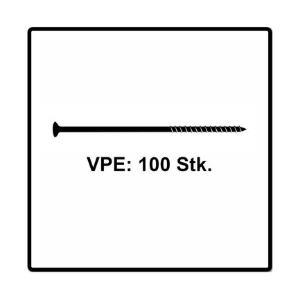 Fischer Power-Fast II FPF II Chipboard screws 6.0x160mm, Countersunk head, Inner Star Torx, Partial Thread, Zinc plated, Blue passivated - 100pcs. (670465)