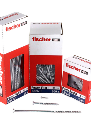 Fischer Power-Fast II FPF II tornillo para aglomerado 6,0x160 mm 50 piezas (670694) cabeza avellanada con rosca parcial Torx, galvanizado, pasivado azul