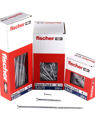 Fischer Power-Fast II FPF II tornillos para aglomerado 6,0x180 mm 100 piezas (670465) cabeza avellanada con rosca parcial Torx, galvanizado, pasivado azul