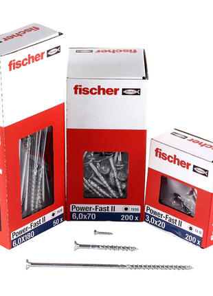 Fischer Power-Fast II FPF II tornillo para aglomerado 6,0x200 mm 100 piezas (670466) cabeza avellanada con rosca parcial Torx, galvanizado, pasivado azul