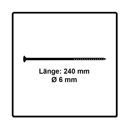 Fischer Power-Fast II FPF II Viti per pannelli 6,0x240 mm - 25 pz. ( 670468 ) Testa svasata con filettatura parziale Torx elettrolitica, blu passivata