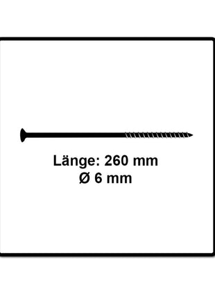 Fischer Power-Fast II FPF II Spanplattenschraube 6,0x260 mm 50 Stück ( 670471 ) Senkkopf mit Torx Teilgewinde galvanisch verzinkt, blau passiviert