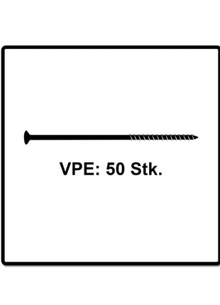 Fischer Power-Fast II FPF II tornillo para aglomerado 6,0x260 mm 50 piezas (670471) cabeza avellanada con rosca parcial Torx, galvanizado, pasivado azul