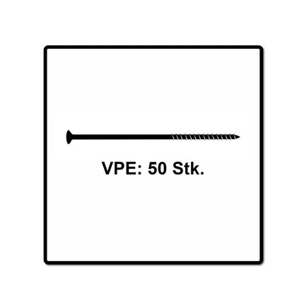 Fischer Power-Fast II FPF II tornillo para aglomerado 6,0x260 mm 50 piezas (670471) cabeza avellanada con rosca parcial Torx, galvanizado, pasivado azul