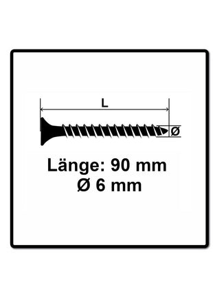 Fischer Power-Fast II FPF II tornillos para aglomerado 6,0x90 mm 100 piezas (670487) cabeza avellanada con rosca parcial Torx, galvanizado, pasivado azul