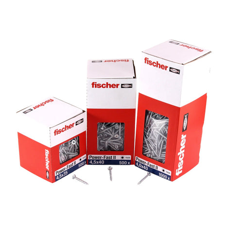 Fischer Power-Fast II FPF II tornillos para aglomerado 3,0x16 mm 200 piezas (670057) Cabeza alomada con rosca parcial Torx galvanizado, pasivado azul