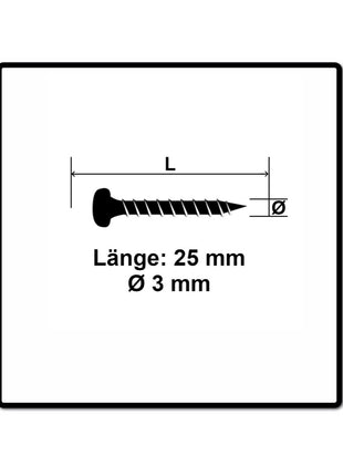 Fischer Power-Fast II FPF II Spanplattenschraube 3,0x25 mm 200 Stück ( 670059 ) Pan Head mit Torx Teilgewinde galvanisch verzinkt, blau passiviert