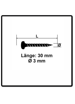 Fischer Power-Fast II FPF II Spanplattenschraube 3,0x30 mm 200 Stück ( 670060 ) Pan Head mit Torx Vollgewinde galvanisch verzinkt, blau passiviert