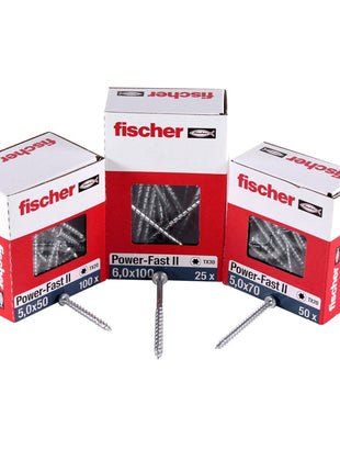 Fischer Power-Fast II FPF II tornillo para aglomerado 3,5x16 mm 200 piezas (670099) Cabeza plana con rosca completa Torx galvanizado, pasivado azul