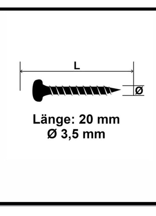 Fischer Power-Fast II FPF II tornillo para aglomerado 3,5x20 mm 200 piezas (670100) Cabeza plana con rosca completa Torx galvanizado, pasivado azul