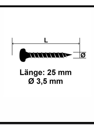 Fischer Power-Fast II FPF II Spanplattenschraube 3,5x25 mm 200 Stück ( 670101 ) Pan Head mit Torx Vollgewinde galvanisch verzinkt, blau passiviert