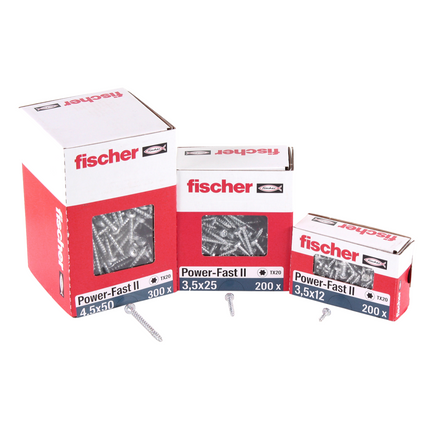 Fischer Power-Fast II FPF II Chipboard Screw 3,0x30mm, Pan head, Torx, Full thread, Blue zinc plated, 200pcs. (670102)