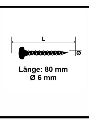 Fischer Power-Fast II FPF II tornillo para aglomerado 3,5x35 mm 200 piezas (670103) Cabeza plana con rosca completa Torx galvanizado, pasivado azul