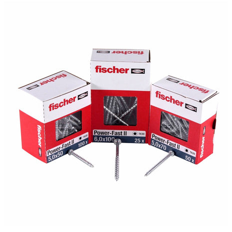 Fischer Power-Fast II FPF II tornillo para aglomerado 3,5x35 mm 200 piezas (670103) Cabeza plana con rosca completa Torx galvanizado, pasivado azul