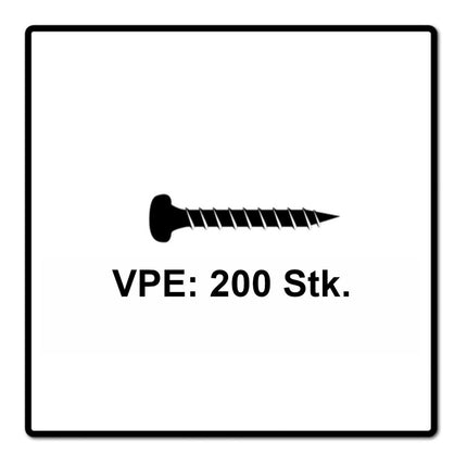 Fischer Power-Fast II FPF II Chipboard Screw 4.0x15mm, Pan head, Torx, Full thread, Blue zinc plated, 200pcs. (670233)