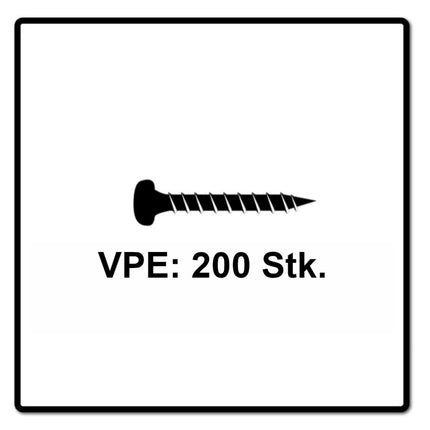 Fischer Power-Fast II FPF II Spanplattenschraube 4,0x16 mm 200 Stück ( 670234 ) Pan Head mit Torx Vollgewinde galvanisch verzinkt, blau passiviert