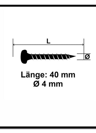 Fischer Power-Fast II FPF II Spanplattenschraube 4,0x40 mm 200 Stück ( 670239 ) Pan Head mit Torx Vollgewinde galvanisch verzinkt, blau passiviert