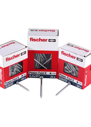 Fischer Power-Fast II FPF II Spanplattenschraube 5,0x40 mm 100 Stück ( 670438 ) Pan Head mit Torx Vollgewinde galvanisch verzinkt, blau passiviert