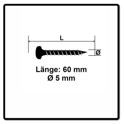 Fischer Power-Fast II FPF II tornillo para aglomerado 5,0x60 mm 100 piezas (670440) Cabeza plana con rosca completa Torx galvanizado, pasivado azul