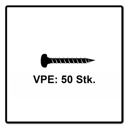 Fischer Power-Fast II FPF II tornillo para aglomerado 5,0x70 mm 50 piezas (670441) Cabeza plana con rosca completa Torx galvanizado, pasivado azul