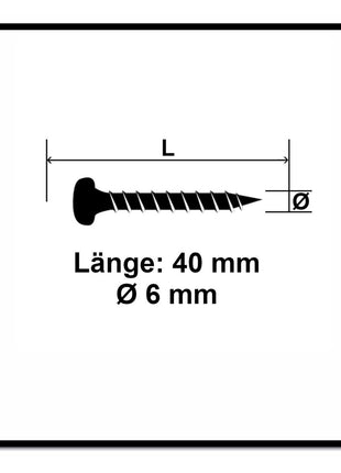 Fischer Power-Fast II FPF II Spanplattenschraube 6,0x40 mm 100 Stück ( 670530 ) Pan Head mit Torx Vollgewinde galvanisch verzinkt, blau passiviert