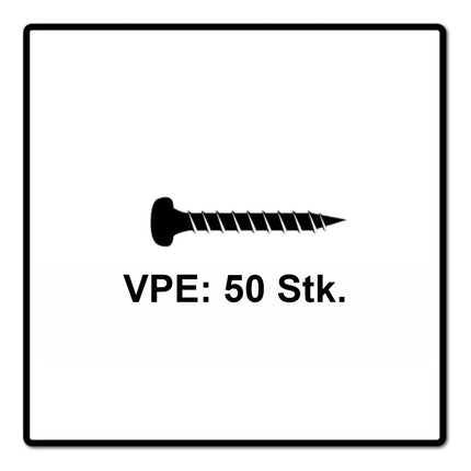 Fischer Power-Fast II FPF II tornillo para aglomerado 6,0x50 mm 50 piezas (670531) Cabeza alomada con rosca completa Torx galvanizado, pasivado azul