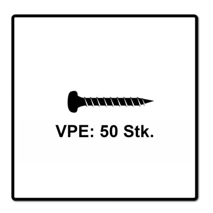 Fischer Power-Fast II FPF II tornillo para aglomerado 6,0x60 mm 50 piezas (670532) Cabeza plana con rosca completa Torx galvanizado, pasivado azul