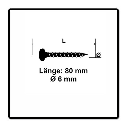 Fischer Power-Fast II FPF II Tornillo para aglomerado 6,0x80 mm 50 piezas (670534) Cabeza alomada con rosca parcial Torx galvanizado, pasivado azul