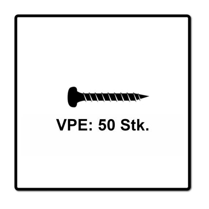 Fischer Power-Fast II FPF II Tornillo para aglomerado 6,0x80 mm 50 piezas (670534) Cabeza alomada con rosca parcial Torx galvanizado, pasivado azul