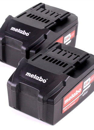 Metabo Set de batterie : 2x Batteries Li-Power 4,0 Ah 18 V CAS Li-Ion - indicateur de capacité de charge (2x 625591000)