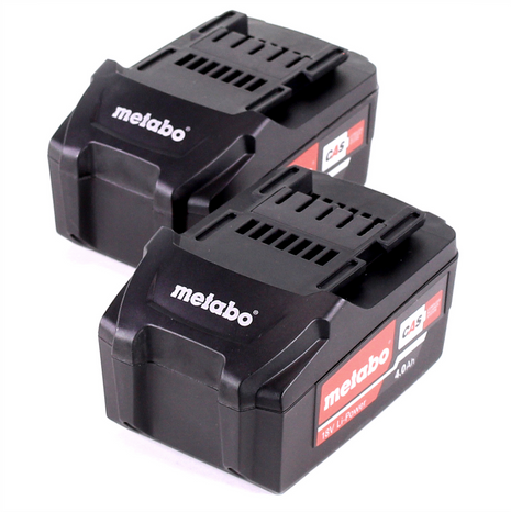 Set di batterie Metabo 2x batterie Li-Power 18 V 4,0 Ah CAS Li-Ion ( 2x 625591000 ) con indicatore del livello di carica