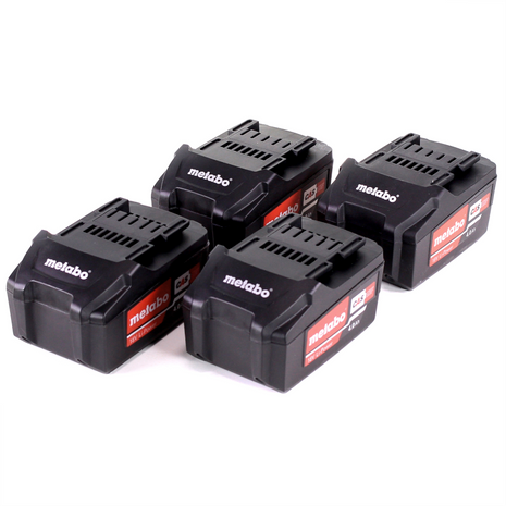 Set di batterie Metabo 4x batterie Li-Power 18 V 4,0 Ah CAS Li-Ion ( 4x 625591000 ) con indicatore del livello di carica