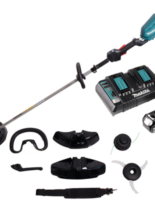 Makita DUR 368 LPT2 Akku Rasentrimmer 36V ( 2x18V ) Brushless + 2x Akku 5,0Ah + Doppelladegerät