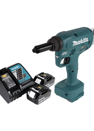 Makita DRV 250 RF Outil de pose de rivets aveugles sans fil 18V 20kN brushless + 2x Batteries 3.0Ah + Chargeur