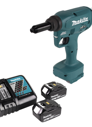 Makita DRV 250 RT Akku Blindnietsetzgerät 18V 20kN Brushless + 2x Akku 5,0Ah + Ladegerät