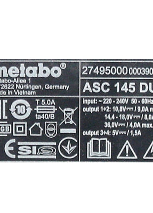 Metabo set básico 2x batería Li-Power 18 V 4,0 Ah CAS Li-Ion (2x 625591000) + cargador doble ASC 145 DUO (627495000)