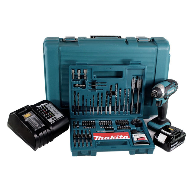 Makita DTD 152 SFK akumulatorowy klucz udarowy 18V 165Nm 1/4" + 1x akumulator 3,0Ah + ładowarka + 100 szt. zestaw wierteł + walizka
