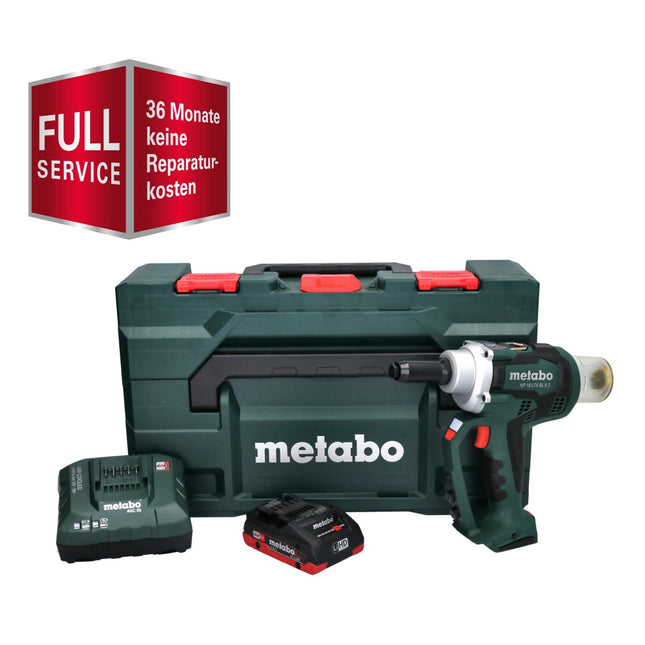 3 years FREE Full Service All-round Protection Metabo NP 18 LTX BL 5.0 Cordless Blind Rivet Gun 10 kN 18V brushless + 1x LiHD Battery 4.0 Ah + Charger + MetaBOX Case