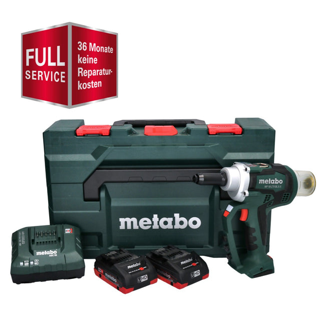 3 years FREE Full Service All-round Protection Metabo NP 18 LTX BL 5.0 Cordless Blind Rivet Gun 10 kN 18V brushless + 2x LiHD Batteries 4.0 Ah + Charger + MetaBOX Case