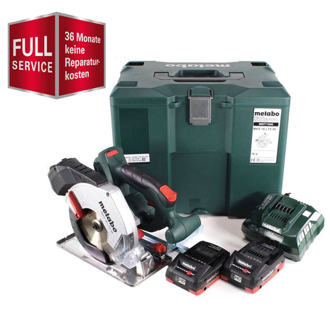 GRATIS 3 Jahre Full Service Rundum Schutz Metabo MKS 18 LTX 58 Akku Metall Handkreissäge 18V 165 mm + 2x Akku 4,0Ah + Ladegerät + MetaLoc