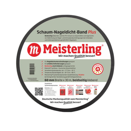 Meisterling Ruban d'étanchéité en mousse pour clous plus 3 mm x 60 mm x 30 m (006050000110)